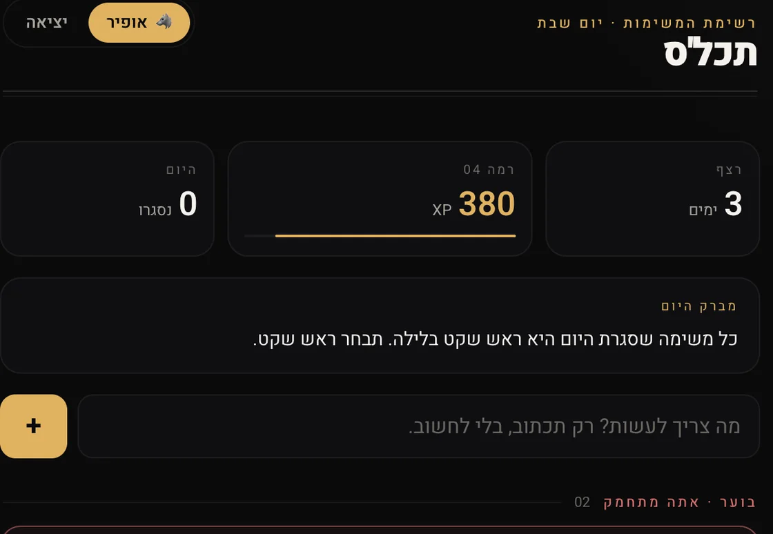 מנהל המשימות של הצוות